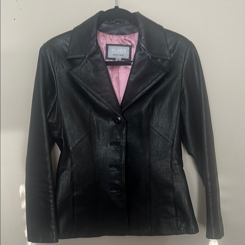 #29 Wilsons Leather Black Fitted Blazer Leather Jacket